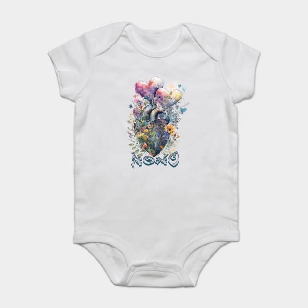 Watercolor Heart Baby Bodysuit by HolidayBug